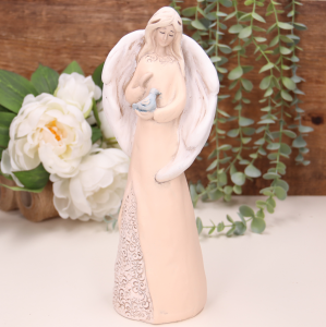 Aniołek ślubny z gołąbkiem brzoskwiniowy 26cm 