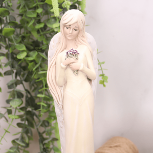 Aniołek ślubny z bukietem żółty 36cm    