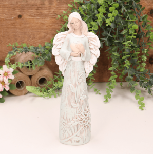 Aniołek ślubny z sercem zielony 24cm    