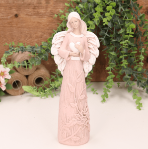 Aniołek ślubny z sercem różowy 24cm  