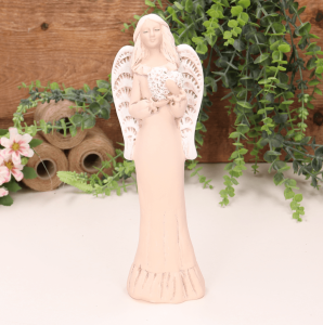 Aniołek ślubny z sercem brzoskwiniowy 25cm