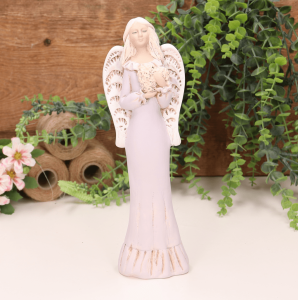 Aniołek ślubny z sercem fioletowy 25cm 