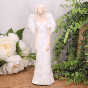 Aniołek gipsowy "NATALKA"  w długiej sukni 30cm biały