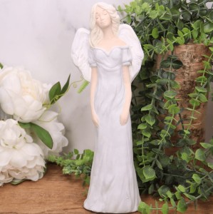 Aniołek gipsowy "NATALKA"  w długiej sukni 30cm błękitny