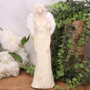 Aniołek gipsowy "NATALKA"  w długiej sukni 30cm krem