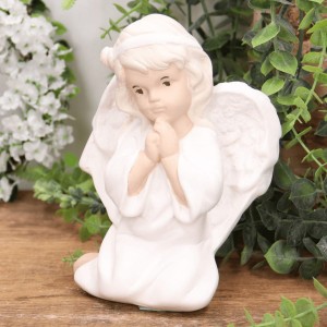 Aniołek gipsowy  "Dobrusia" chrzest 16cm biel