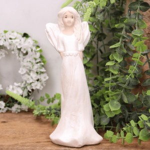 Aniołek gipsowy "Marcelina" 21cm perłowy