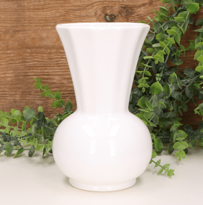 Wazon ceramiczny biały szkliwiony 19cm  "12-kątny" 