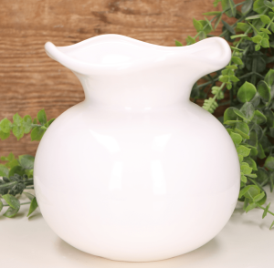 Wazon "Gruby kwiat mały"  biały szkliwiony 15cm  