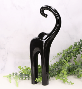 Słoń ceramiczny "chudy duży" czarny 36cm   