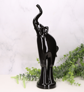 Słoń ceramiczny "na podstawce duży" czarny 38cm   