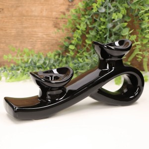 Świecznik Zjeżdżalnia szkliwo czarne 27cm.