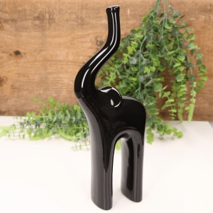 Słoń Chudy mały szkliwiony czarny 31cm.