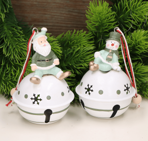 Zawieszka dzwonek biało-zielony 10cm  