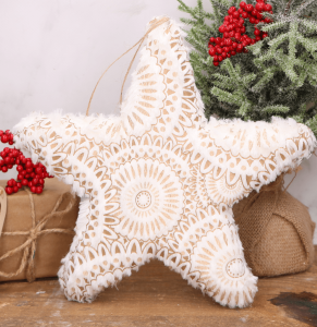  Zawieszka gwiazdka pluszowa biało złota 26cm