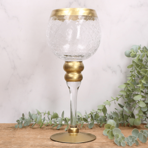 Kielich dekoracyjny świecznik - efekt pękniętego szkła - 40cm 