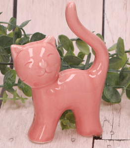 Ceramiczny Kot  RÓŻOWY 8x12cm
