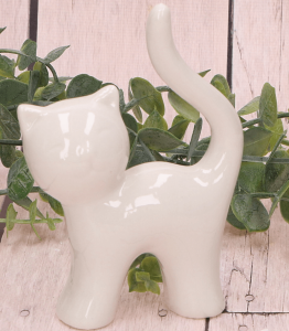 Ceramiczny Kot  BIAŁY 8x12cm 