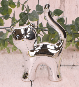 Ceramiczny Kot SREBRNY 8x12cm