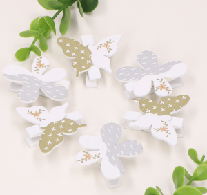 Spinacze kwiatki motylki zielono-szare 6szt