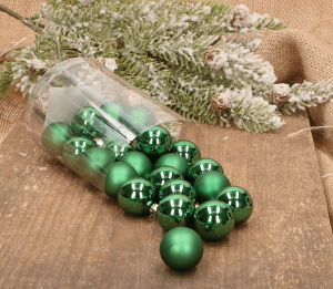 Bombki szklane zielone 2,5cm- 24 sztuki w pudełku