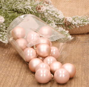 Bombki szklane różowe 2,5cm- 24 sztuki w pudełku