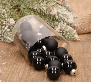 Bombki szklane czarne 2,5cm- 24 sztuki w pudełku