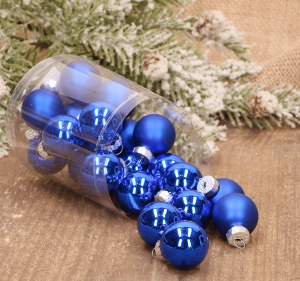 Bombki szklane niebieskie 2,5cm- 24 sztuki w pudełku