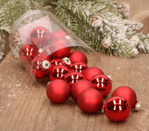 Bombki szklane czerwone 3cm- 20 sztuk w opakowaniu