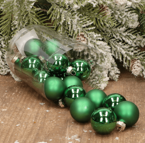 Bombki szklane zielone 3cm- 20 sztuk w opakowaniu