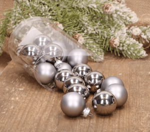 Bombki szklane szare 3cm- 20 sztuk w opakowaniu