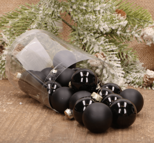 Bombki szklane czarne 3cm- 20 sztuk w opakowaniu