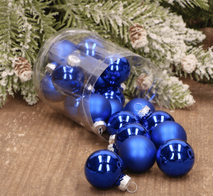 Bombki szklane niebieskie 3cm- 20 sztuk w opakowaniu