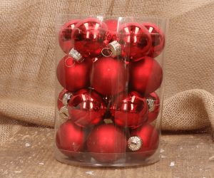 Bombki szklane czerwone 4cm- 20 sztuk w opakowaniu