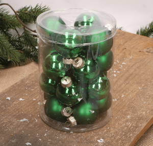 Bombki szklane zielone 4cm- 20 sztuk w opakowaniu