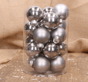 Bombki szklane szare 4cm- 20 sztuk w opakowaniu