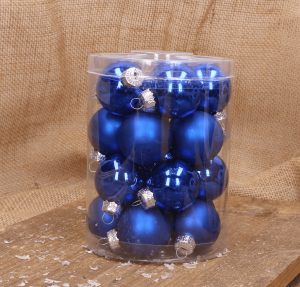 Bombki szklane niebieskie 4cm- 20 sztuk w opakowaniu