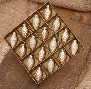 Szyszka szklana szampan 4,5cm- 16 sztuk w złotym opakowaniu