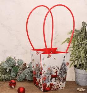 Torebka na kwiaty i prezenty z uchwytem 13x9,5x15,5 cm