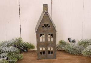 Metalowy domek dekoracyjny z miejscem na tealight – 23 cm