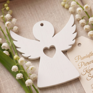 Drewniany aniołek biały 5cm 5szt