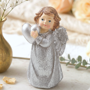 ANIOŁEK Z SERDUSZKIEM FIGURKA DEKORACYJNA CERAMICZNA 6*4*11CM DEKORACJA