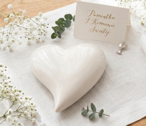 SERCE CERAMICZNE BIAŁE 11*8.5*2.5CM CERAMICZNA OZDOBA DEKORACJA PREZENT