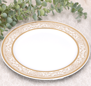 Talerz podtalerz biało- złoty 33cm