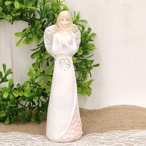 Anioł komunijny z rękoma złożonymi IHS 16cm