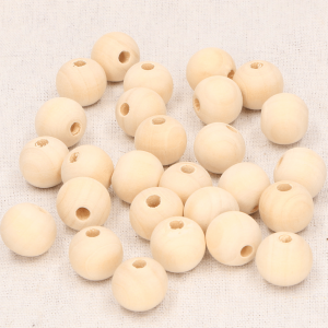 Koraliki Naturalne Drewniane, Jasnobeżowy, Okrągłe 2cm- naturalny kolor 25szt.