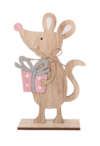 Świąteczna figurka myszka z prezentem 18,5 cm