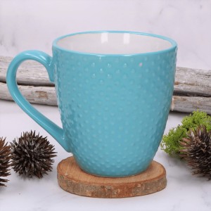 Kubek ceramiczny w kropeczki turkusowy