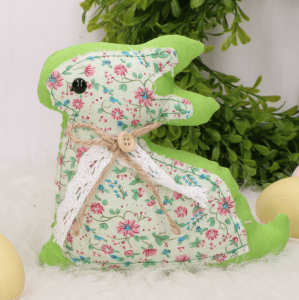 Wielkanocny zając w kwiatki zielony 15cm