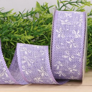Wstążka jutowa kokardki fioletowa 3,8cm 9m